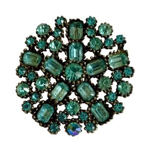 Vintage Blue Rhinestone Brooch
